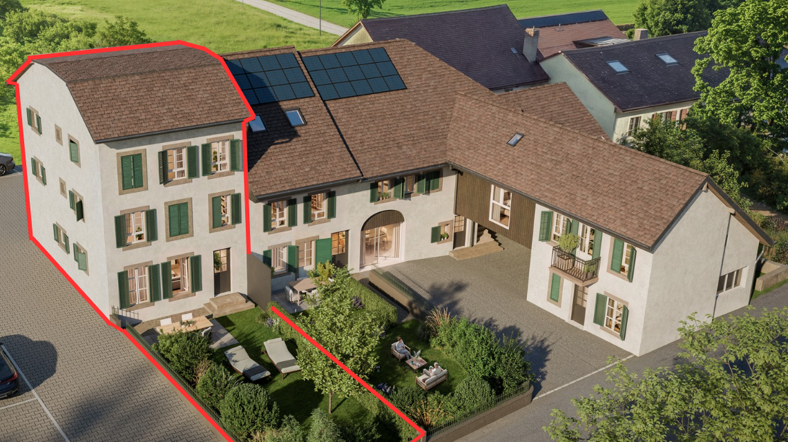 façade avec panneaux solaires, rendered, toit en bardeaux, et bardage en stuc