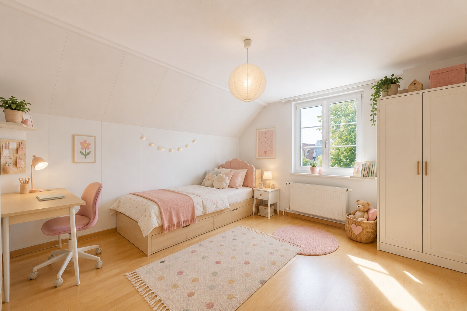 zimmer / schlafzimmer mit kühler, zusätzliches zimmer, dachschräge, vaulted ceiling, und holzfußboden