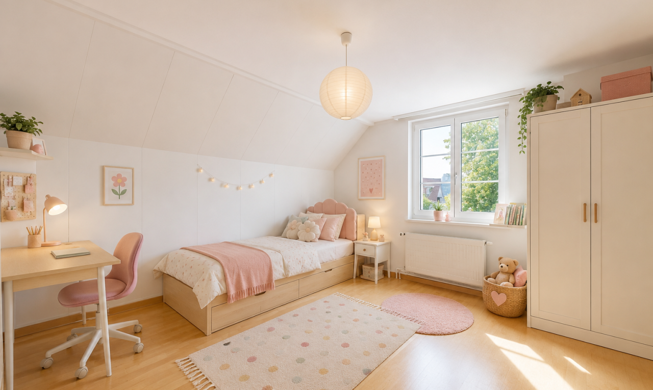 zimmer / schlafzimmer mit kühler, zusätzliches zimmer, dachschräge, vaulted ceiling, und holzfußboden