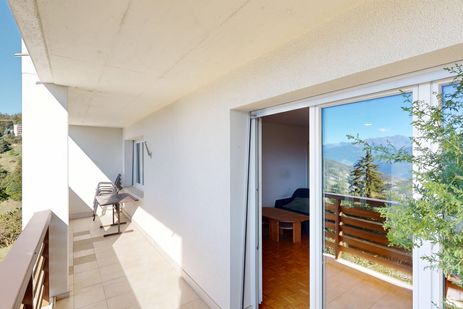 balcony with a mountain view