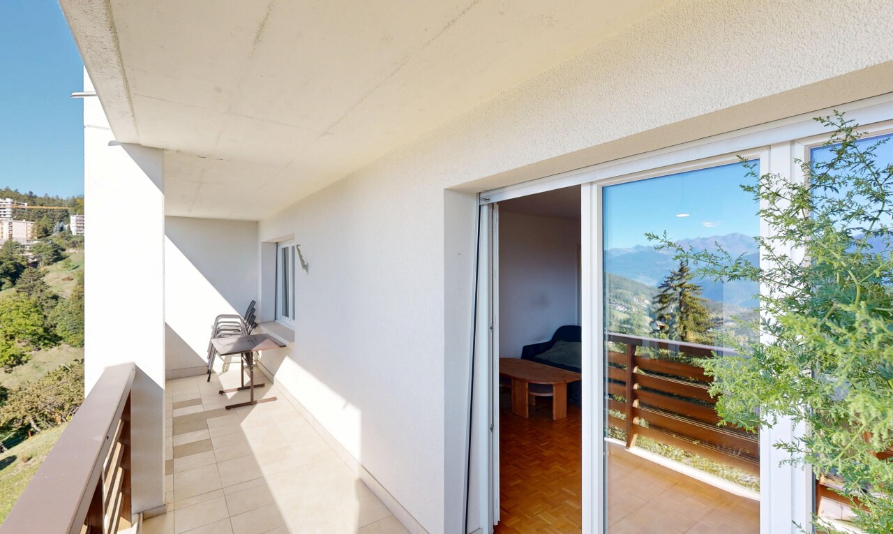 balcony with a mountain view