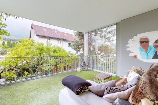 terrasse mit balkon, rasen, overcast, und from property