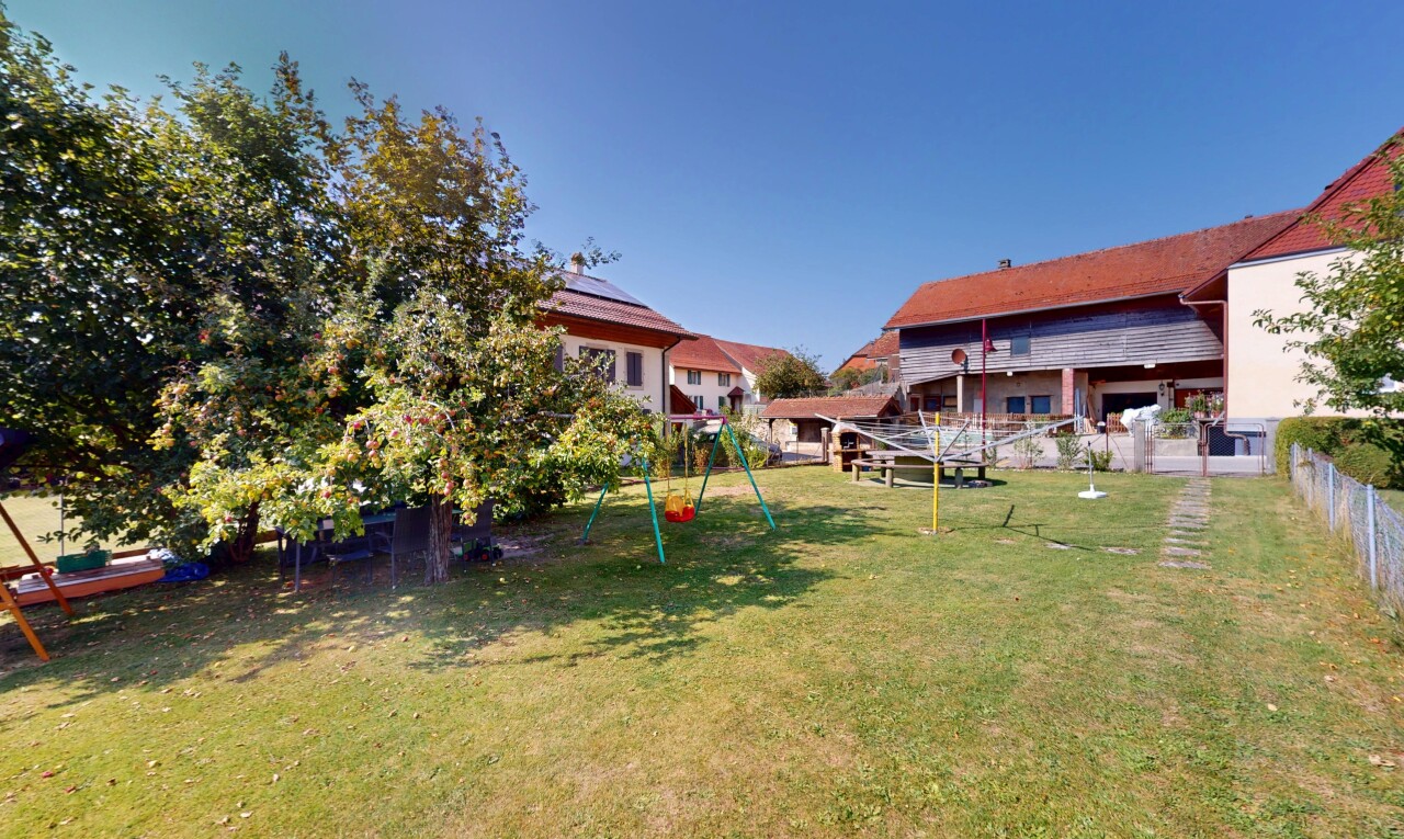 garten mit rasen und day time
