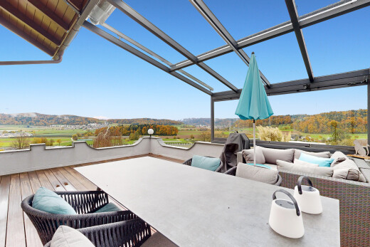 terrasse mit wohnraum im freien, day time, from property, und essbereich im freien