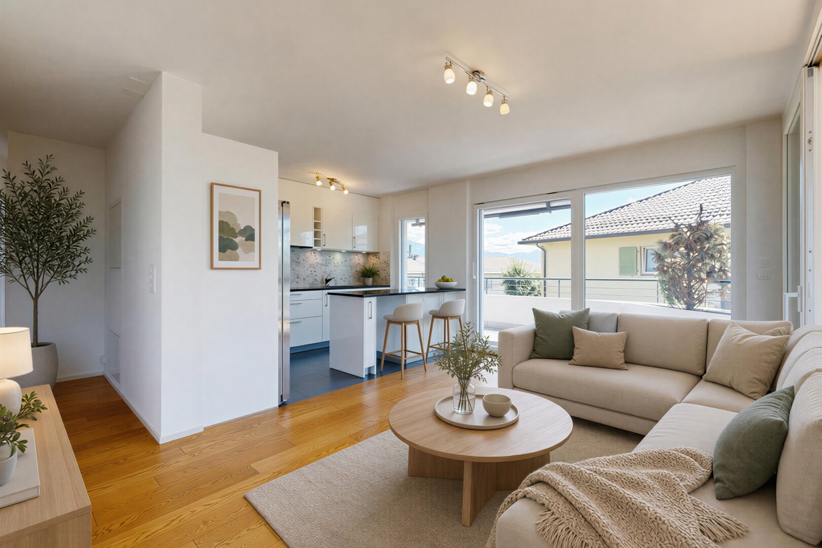pièce vide avec éclairage sur rail, drywall, cloison sèche, backsplash, et wood finish floor