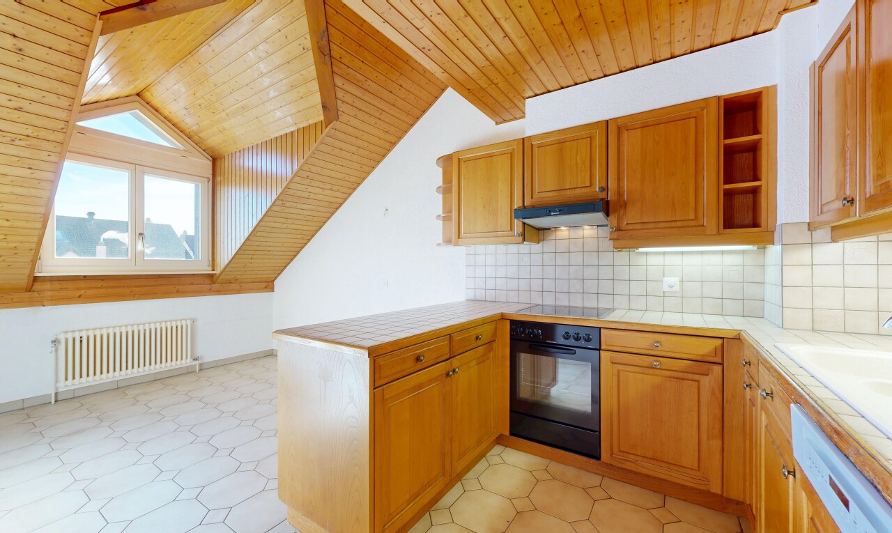 kitchen with open shelves, a vaulted wood ceiling, wood finish cabinetry, and decorative backsplash