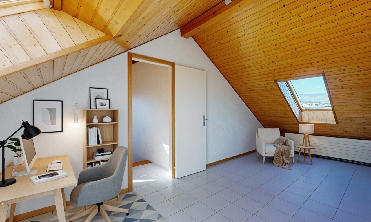 unfurnished room with lofted ceiling with beams, a skylight, and wood ceiling