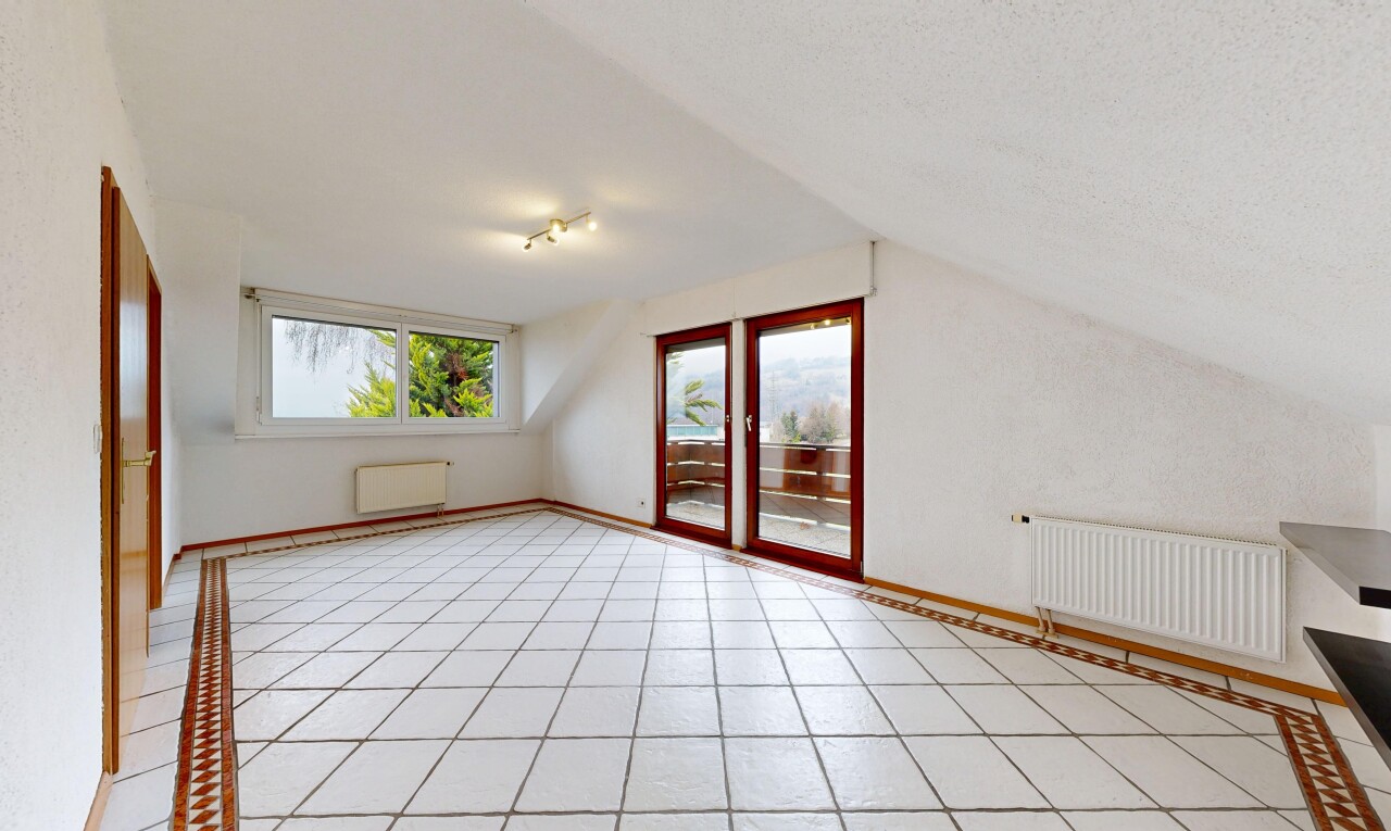 pièce vide avec radiateur, plafond voûté, vaulted ceiling, plafond bas, et low ceiling