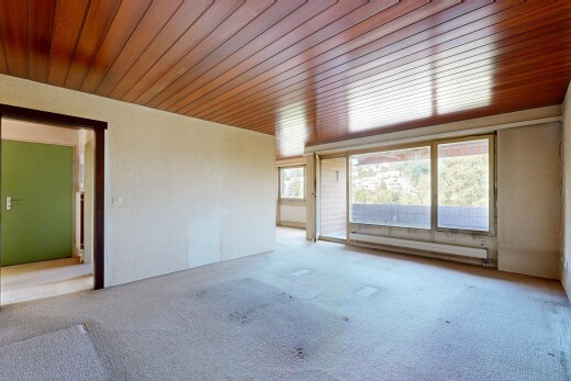 leerer raum mit wood ceiling, holzdecke, fußleistenheizung, carpet, und teppich