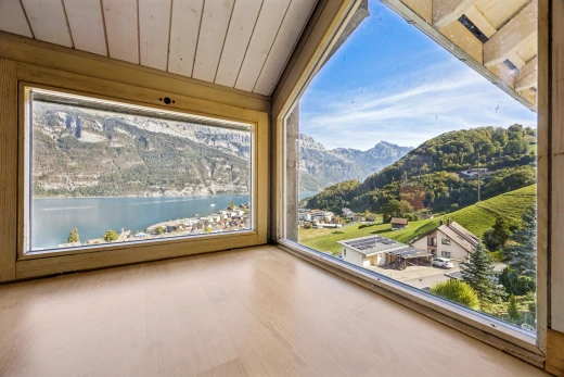 espace intérieur avec mountain view, vue sur la montagne, view focus, et day time