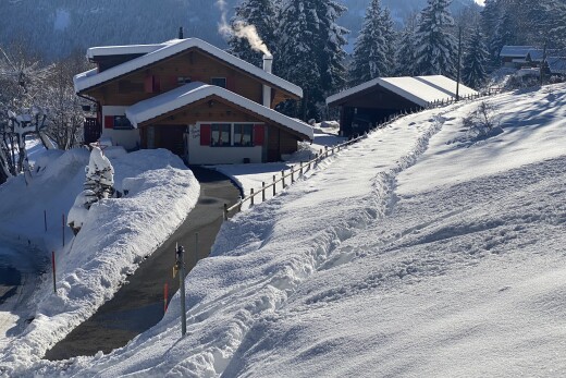 façade avec snow, property visible, vue sur la forêt, et forest view