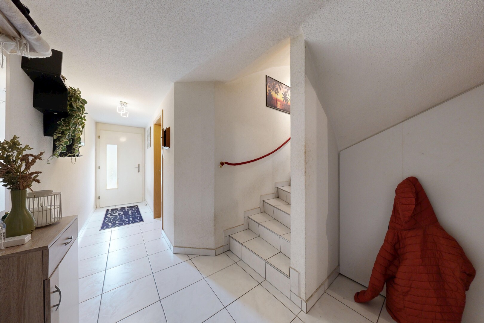 treppe mit treppen, other stairs, gipskartonwand, drywall, und fliesenboden