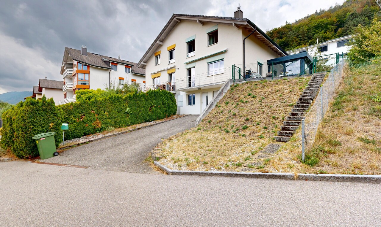 außenansicht mit treppen, overcast, auffahrt, schornstein, und stuckverkleidung