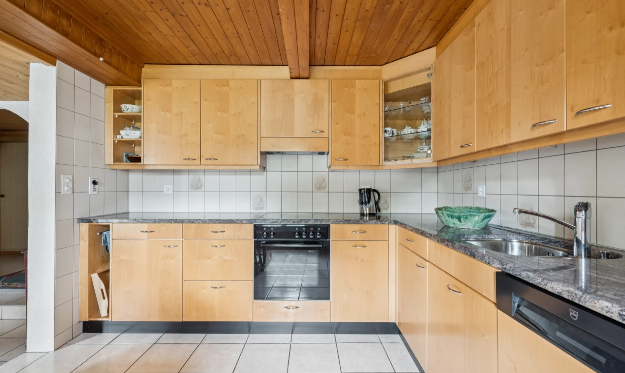 küche mit geschirrspülmaschine, dark countertops, ofen, küchenrückwand beim Herd, und küchenrückwand beim herd