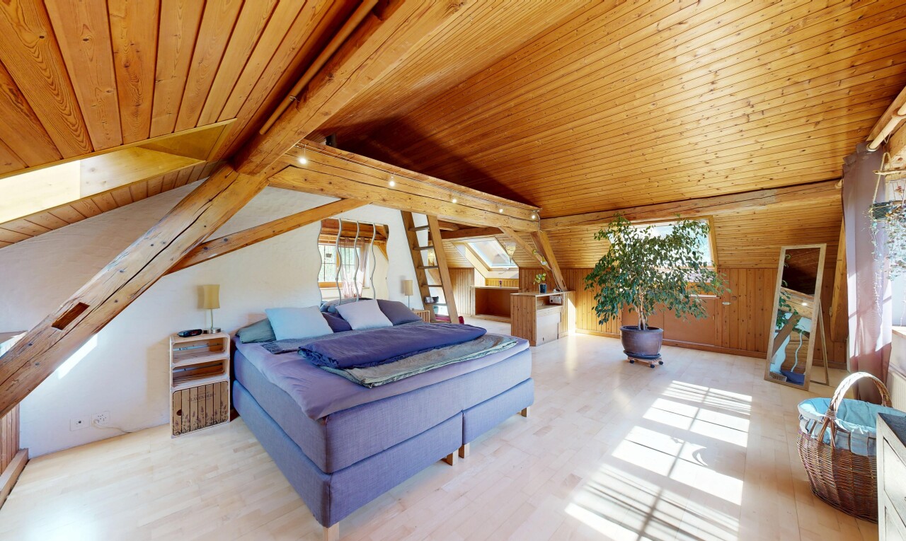 room / bedroom featuring wooden ceiling and light wood-style flooring