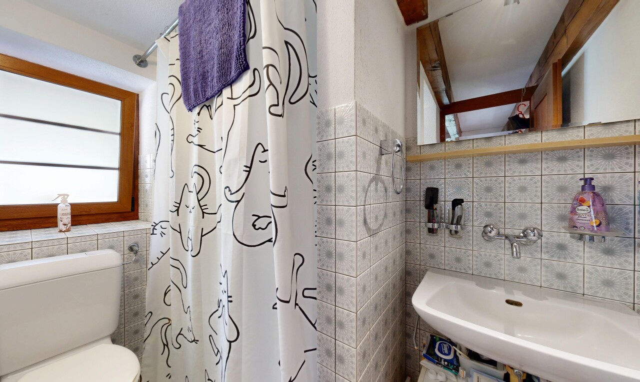 full bathroom featuring tile walls, plenty of natural light, and a shower with curtain