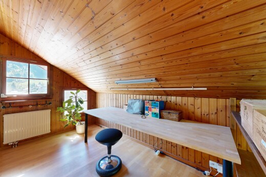 espace intérieur avec mur en bois, wood wall, plafond en bois, wood ceiling, et radiateur