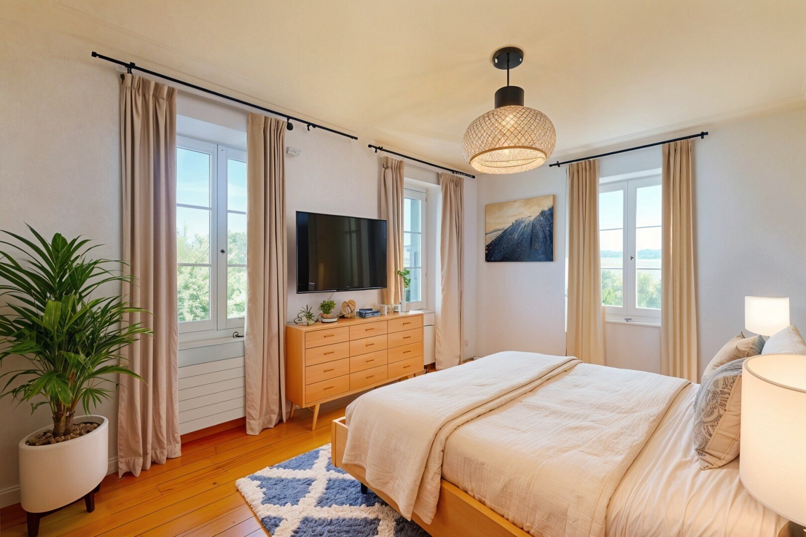 leerer raum mit kühler, inside property, natürliches licht, natural light, und holzfußboden