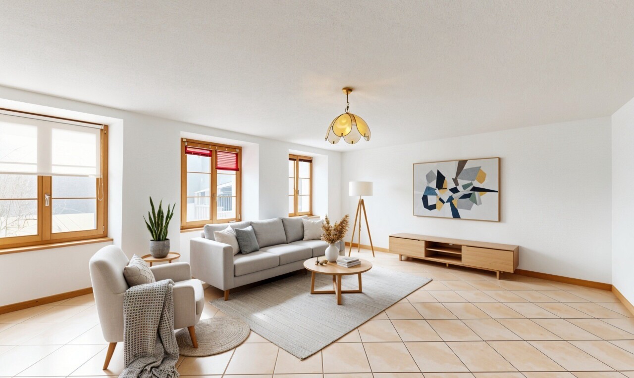 wohnzimmer mit inside property, baseboards wall, sockelleisten, drywall, und gipskartonwand
