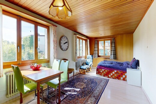salon / salle à manger avec plafond en bois, wood ceiling, lumière naturelle, natural light, et inside property