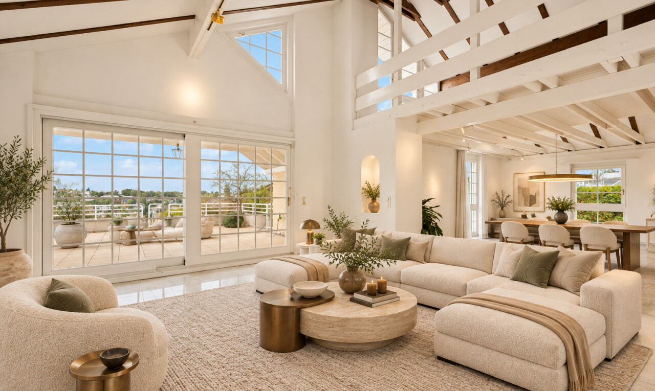 wohnzimmer mit hohe decke, high ceiling, natürliches licht, high end ceiling, und day time
