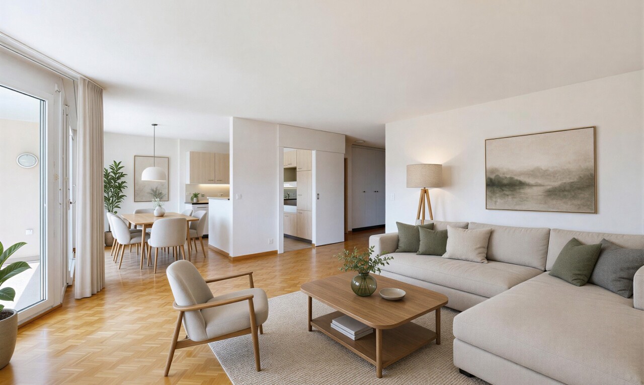 pièce vide avec sol en finition bois, wood finish floor, light floor, parquet floor, et cloison sèche