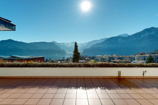 terrasse mit blick auf die berge, mountain view, terrasse, from property, und day time
