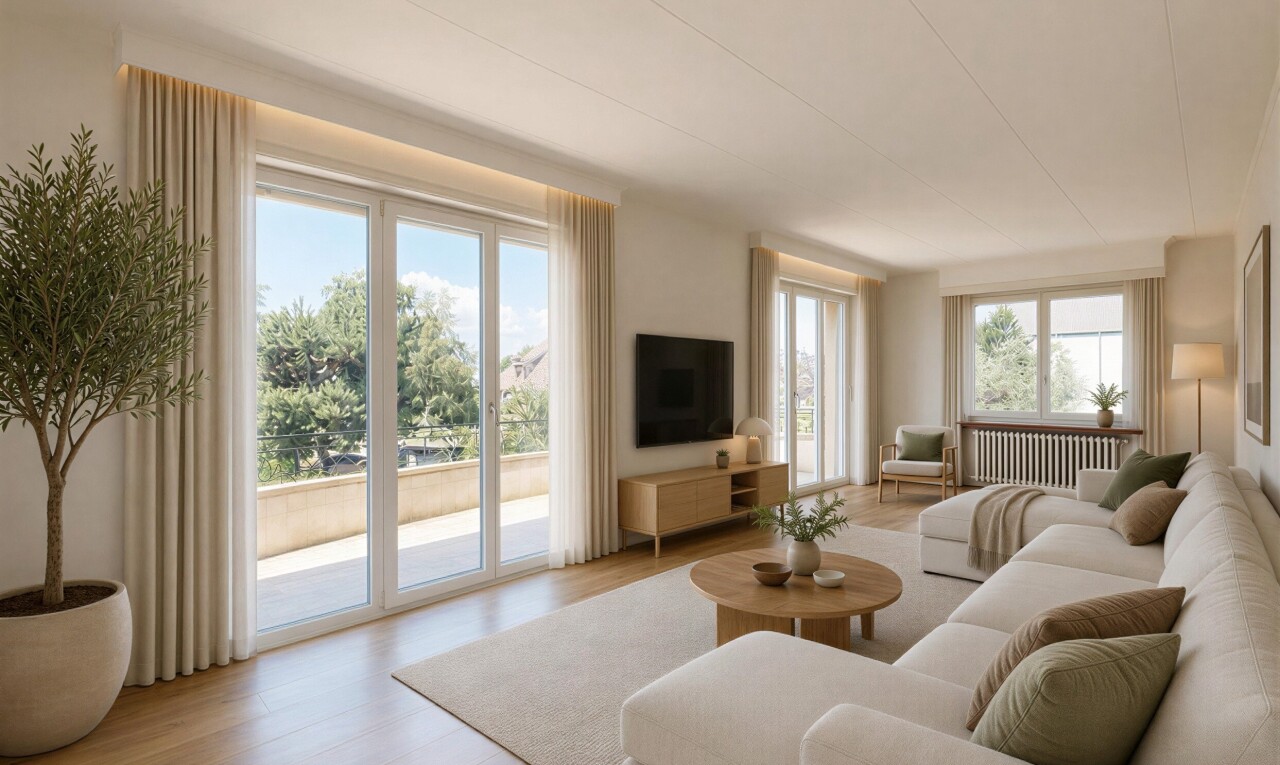 leerer raum mit holzfußboden, wood finish floor, inside property, natürliches licht, und natural light