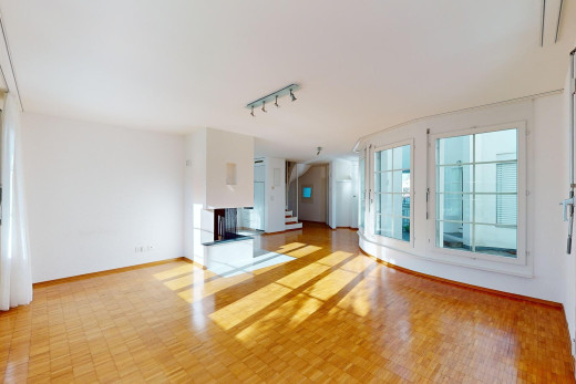 leerer raum mit natürliches licht, kamin, und deckenbeleuchtung