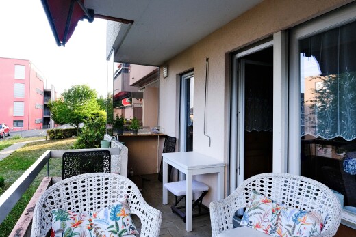 balcon avec balcon, from property, et overcast