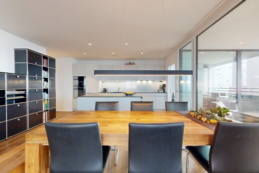 esszimmer mit natural light, natürliches licht, inside property, recessed lighting, und einbauleuchten