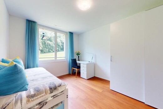 zimmer / schlafzimmer mit natural light, natürliches licht, wood finish floor, holzfußboden, und drywall