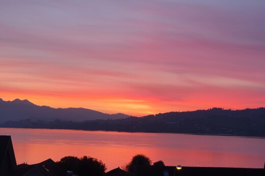 seesicht mit dusk, seesicht, water view, blick auf die berge, und mountain view