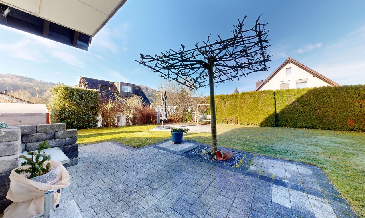 terrasse mit rasen, from property, day time, terrasse, und zaun