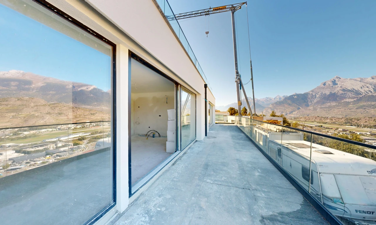 terrasse avec vue sur la montagne, mountain view, et day time