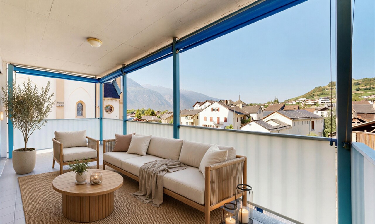 terrasse mit blick auf die berge, mountain view, day time, wohngebietblick, und residential view