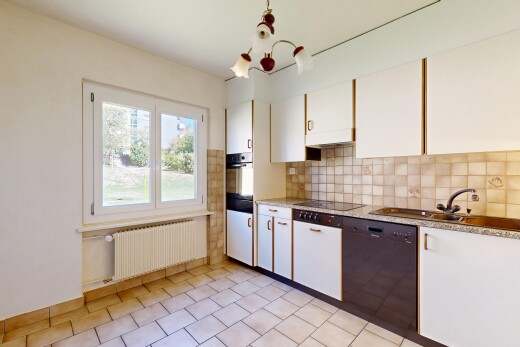 küche mit light floor, kühler, geschirrspülmaschine, küchenrückwand beim Herd, und küchenrückwand beim herd