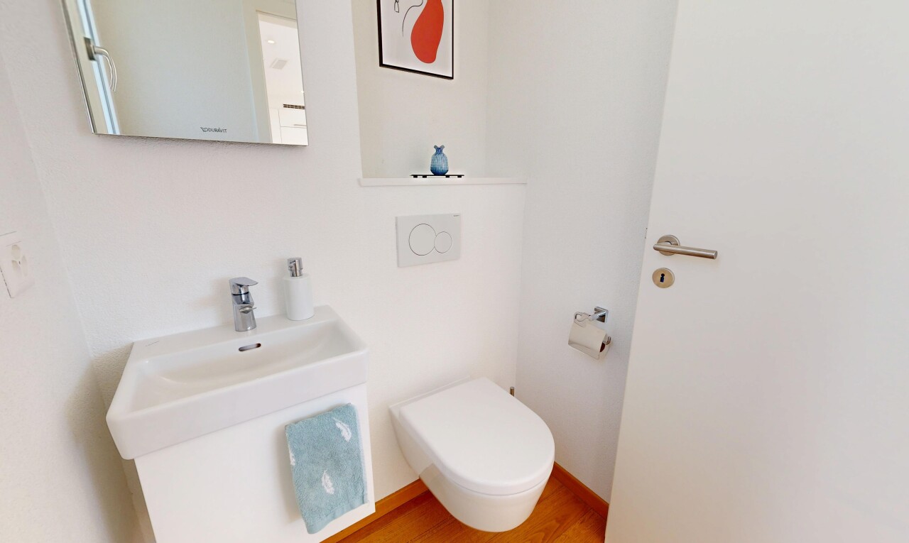 salle de bains avec miroir, inside property, toilette, cloison sèche, et drywall