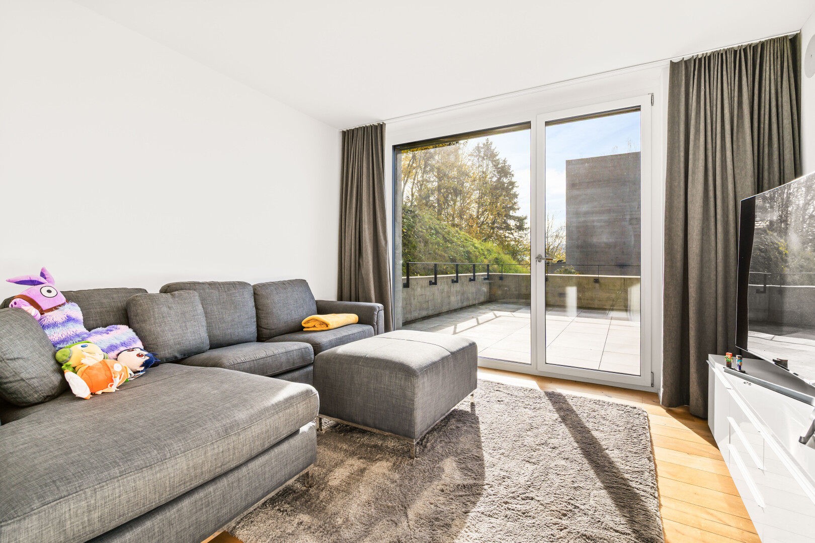 living area with light wood finished floors