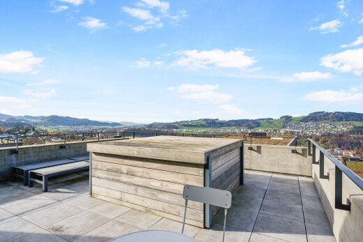 terrace featuring a patio and a mountain view