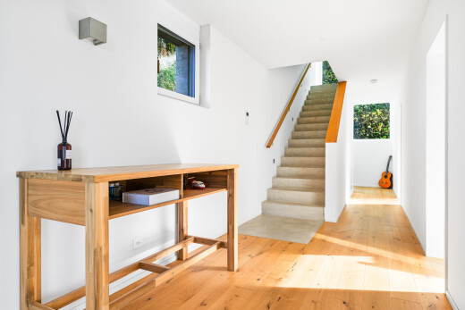 stairway with wood-type flooring