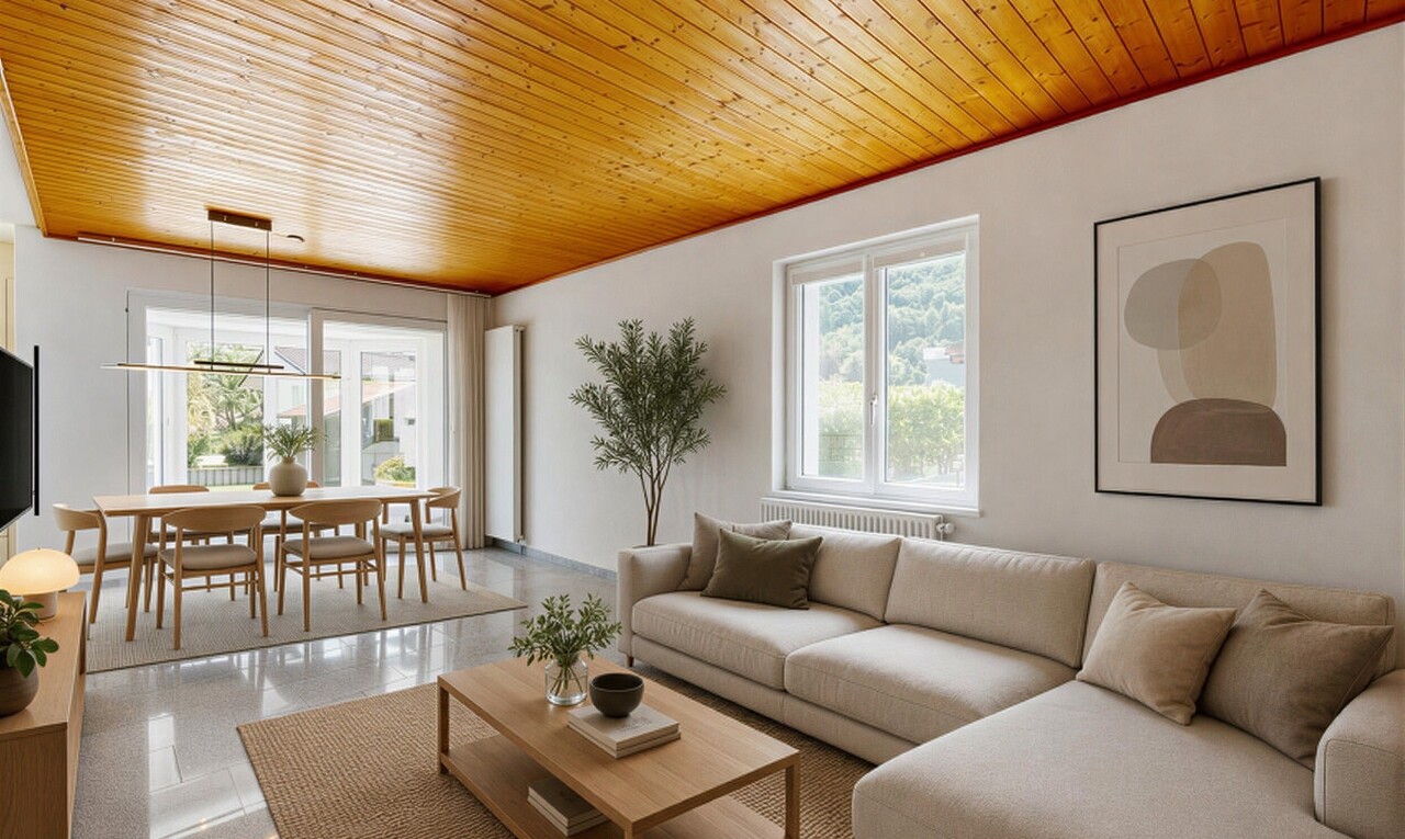 leerer raum mit natural light, natürliches licht, inside property, kühler, und wood ceiling