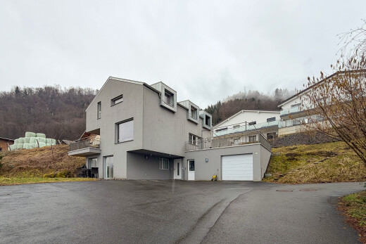 façade avec overcast, bardage en stuc, et allée