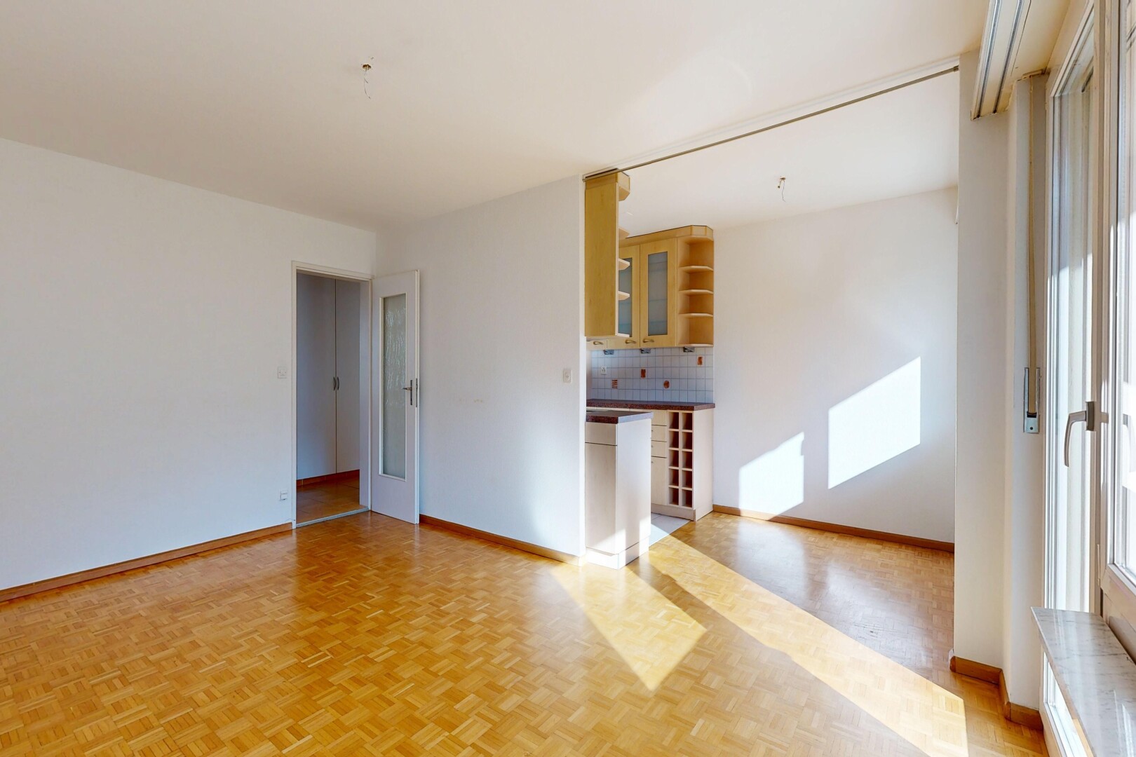 spare room with parquet floors