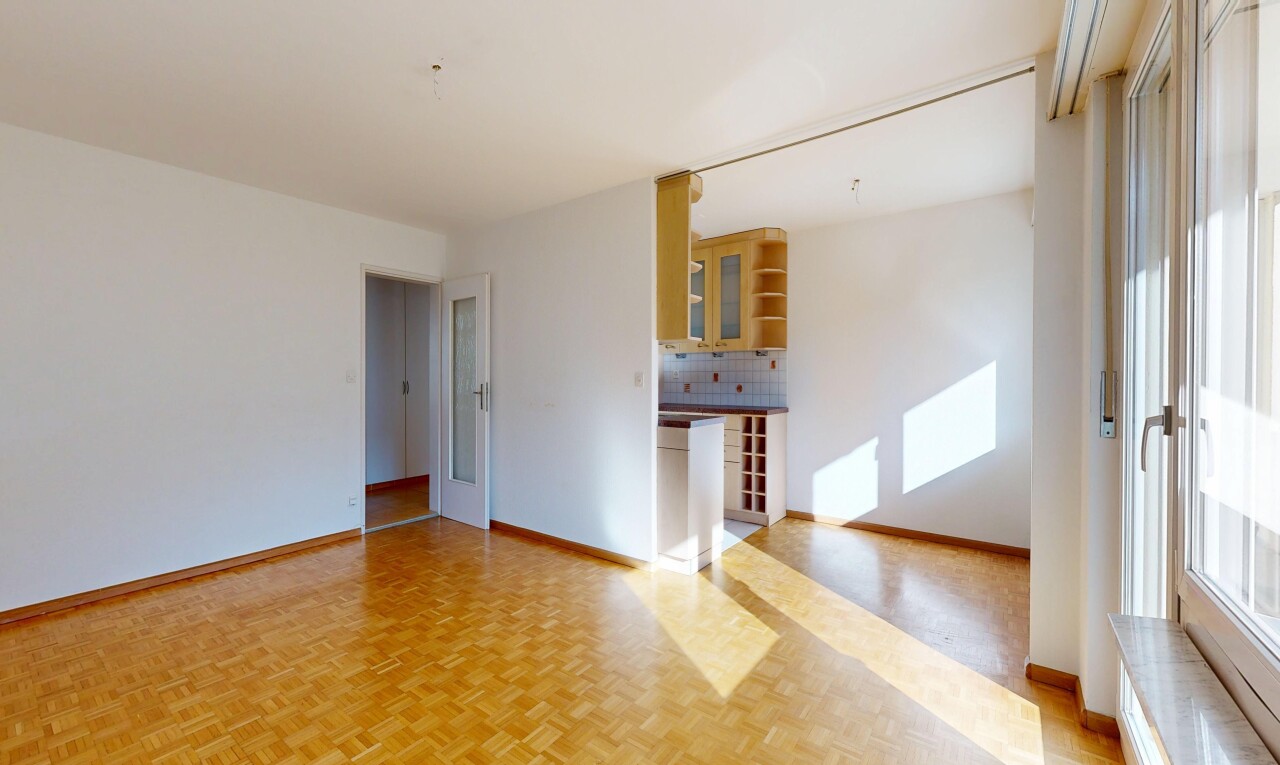 spare room with parquet floors