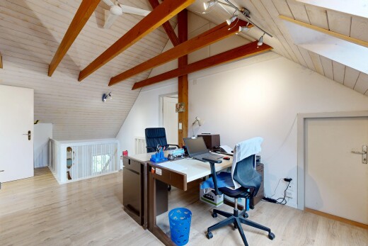 büro mit balkendecke, beamed ceiling, bürobereich, holzdecke, und wood ceiling