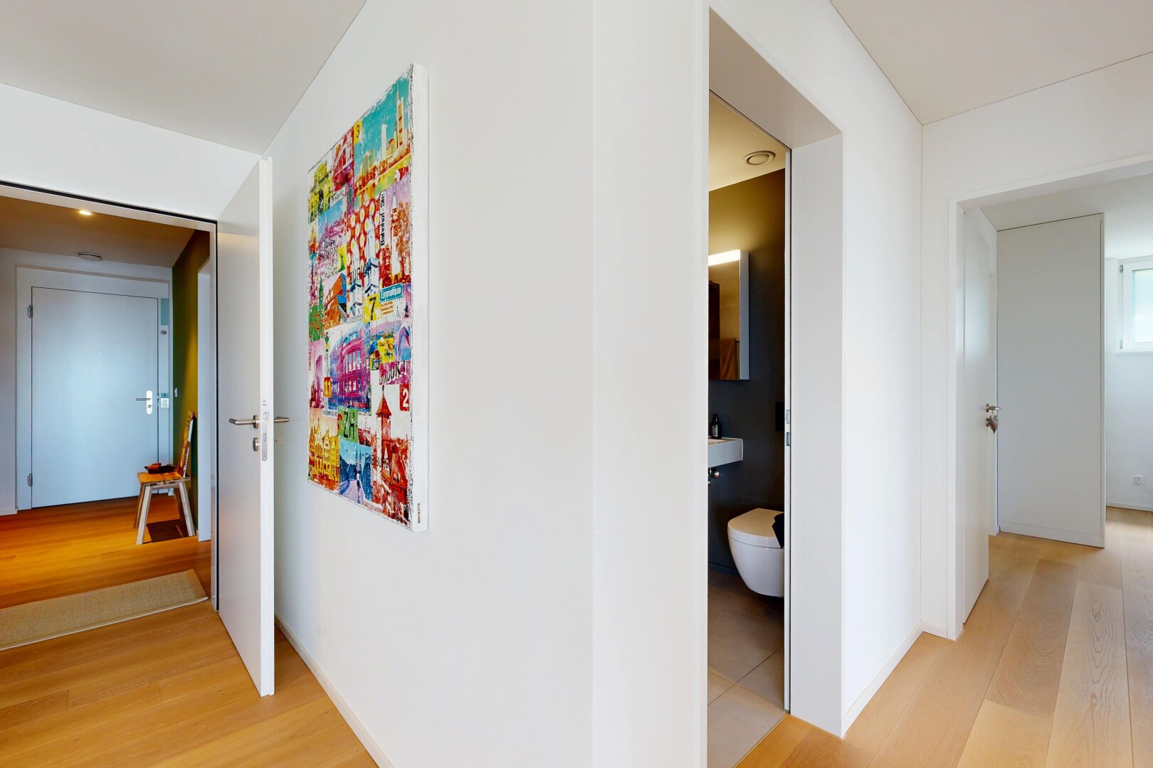 hall with light wood-type flooring