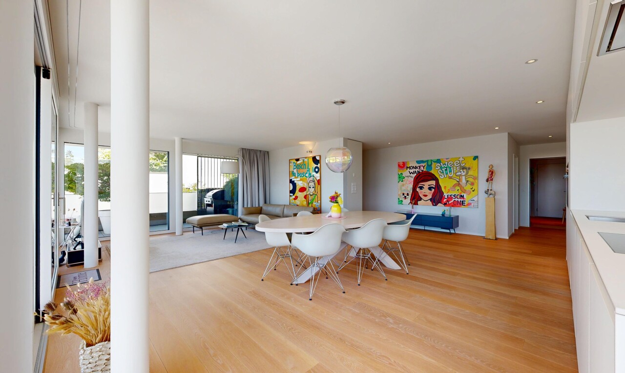 dining space featuring recessed lighting and light wood finished floors