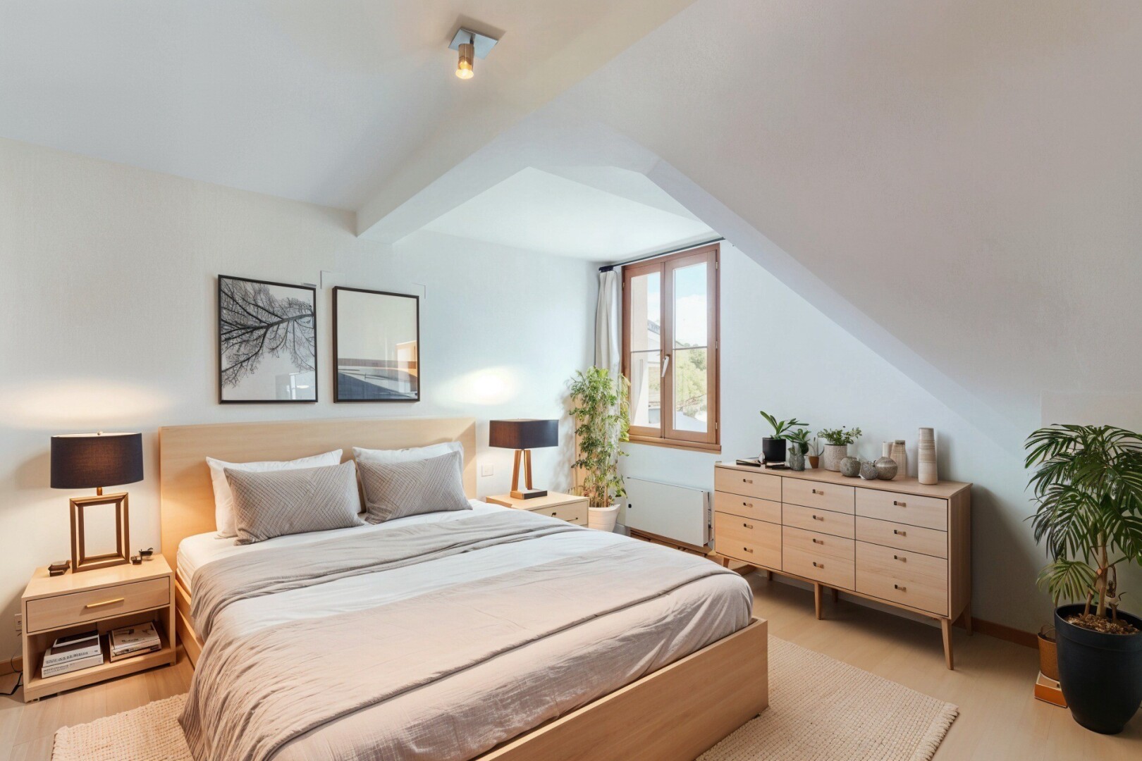 zimmer / schlafzimmer mit natural light, natürliches licht, wood finish floor, holzfußboden, und inside property