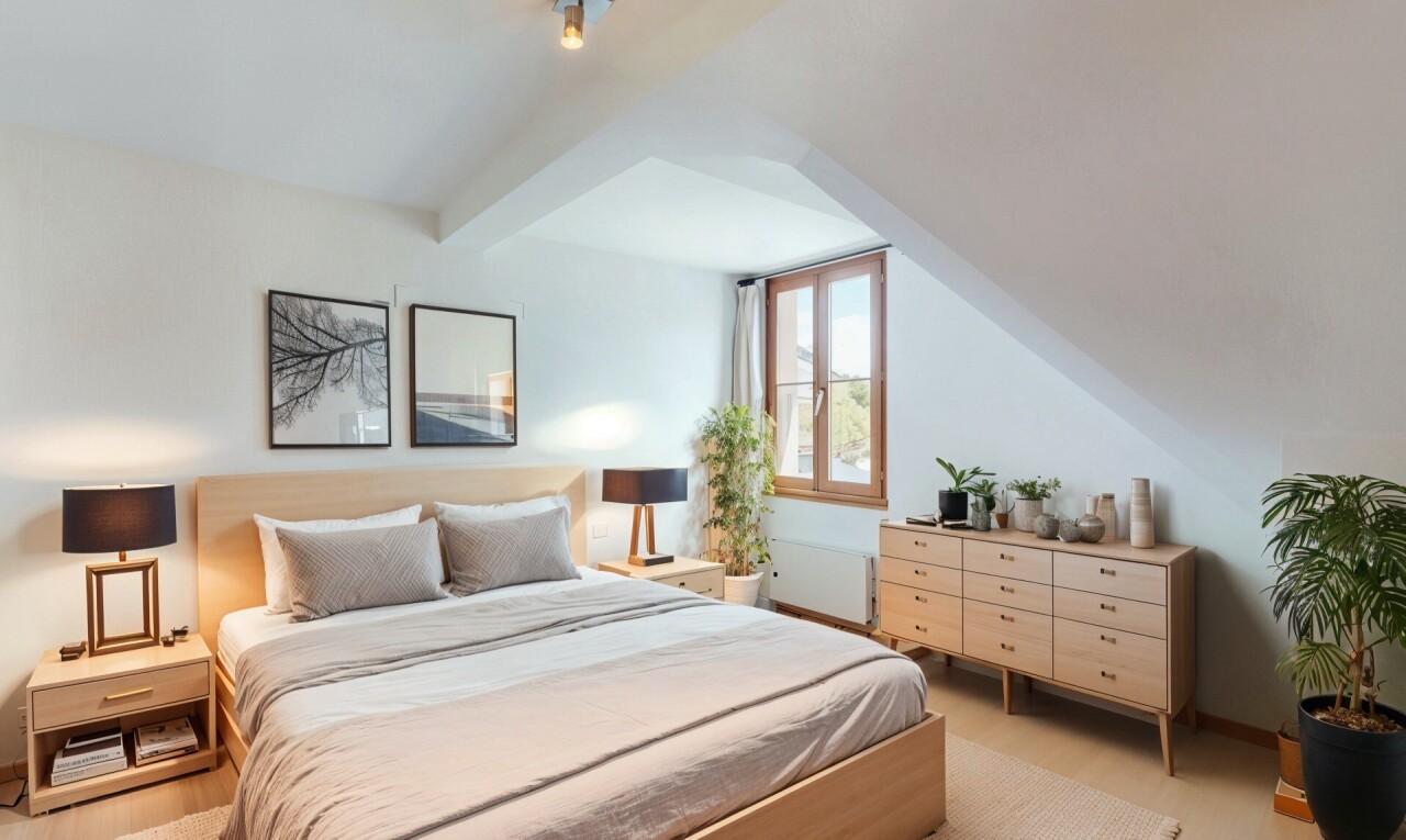 zimmer / schlafzimmer mit natural light, natürliches licht, wood finish floor, holzfußboden, und inside property
